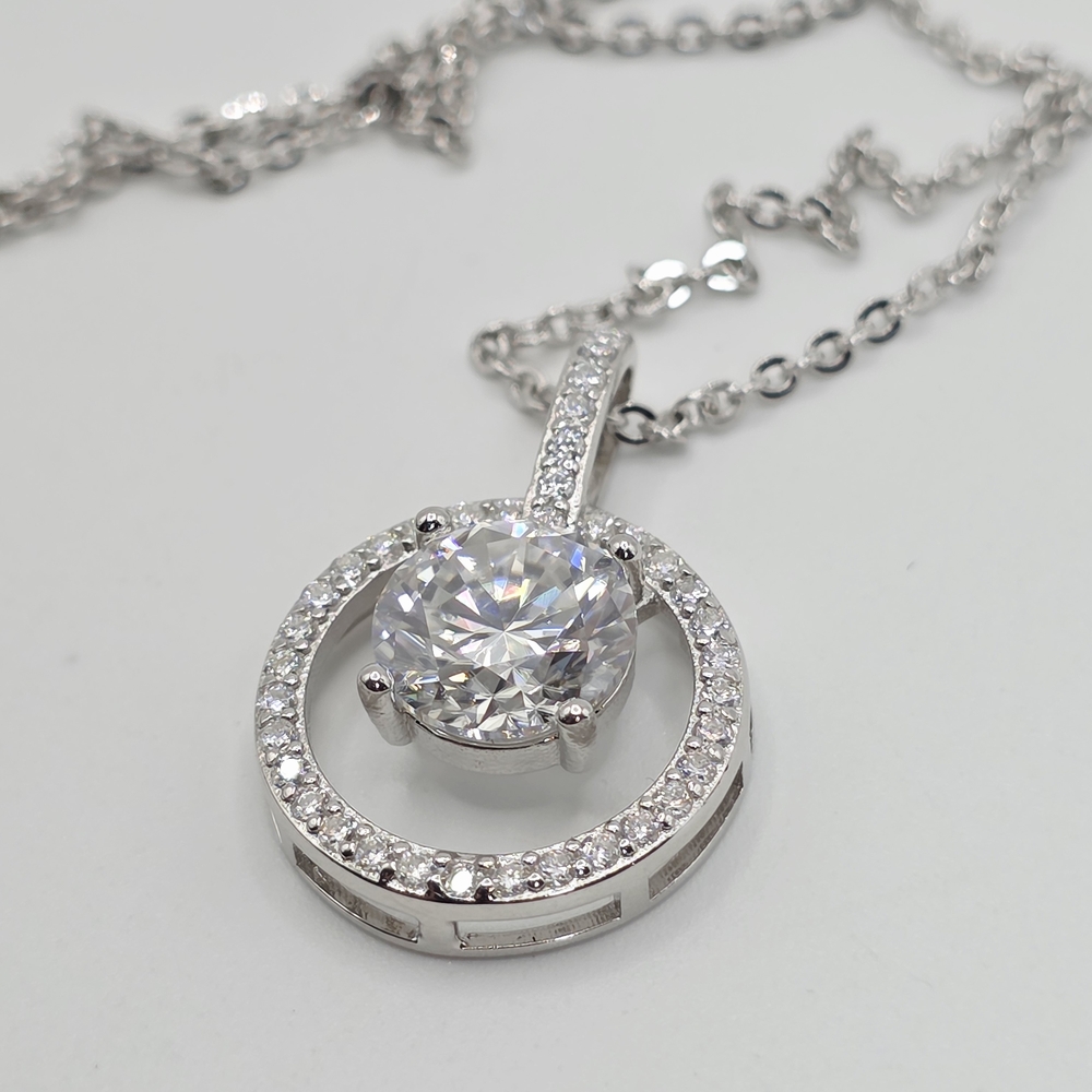 Dainty 2ctw MOISSANITE PENDANT NECKLACE S925 SOLID SILVER . - Picture 2 of 7